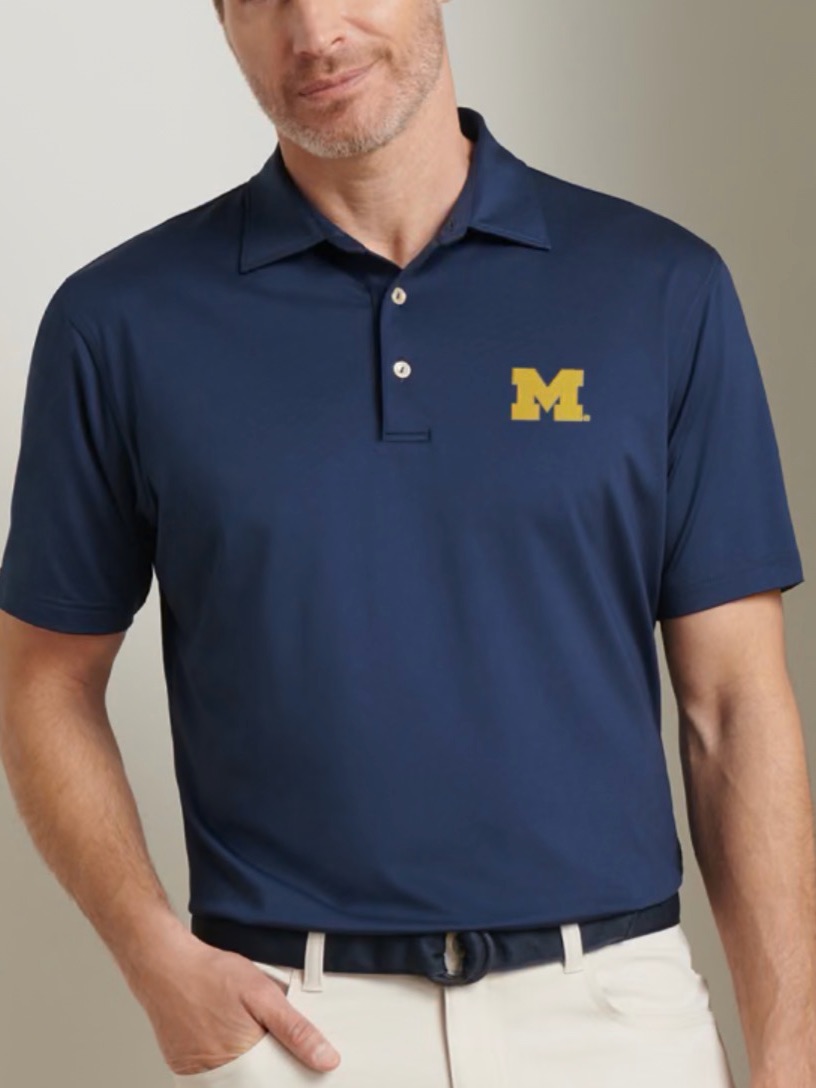 Peter Millar Navy Polo With Gold 'M' Chest Logo Xl